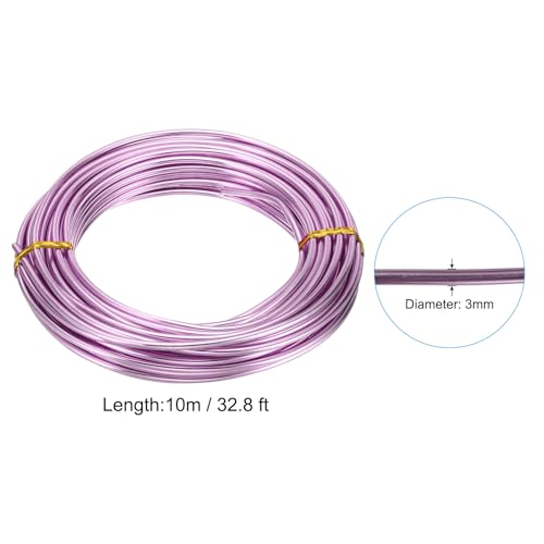 PATIKIL 32.8ft Aluminum Wire, 1pcs Jewelry Wire Aluminum Craft Wire 3mm 9 Gauge Wire Metal for Jewelry Making Beading Crafting Pendants Art, Pink - color: Pink, size: 3mm