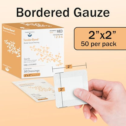 Island Dressing Bordered Gauze 2x2-50 Gauze Bandages for Wound Protection - Good for Hospitals, Medical Facilities, First Aid Kits, and More - style: 2x2