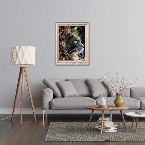 Black Cat Diamond Art Kits for Adults, 5D Diamond Painting 12X16 Inch - color: cat 04