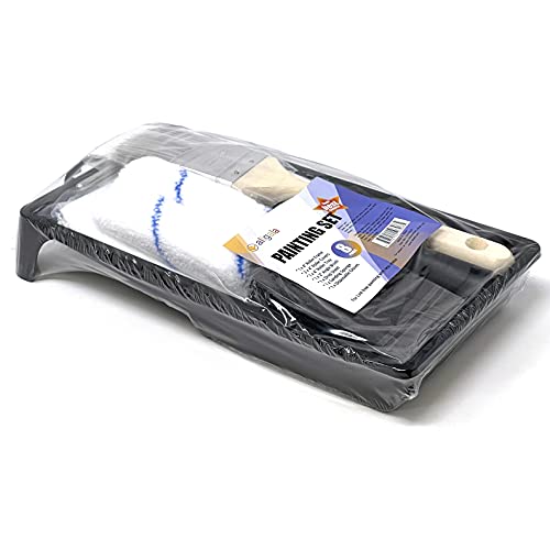 Allgala Paint Roller Kit 8 Pack 4 Inch Mini Micofiber Rollers with Tray Brush Gloves Drip Sheet Mini Roller Frame - color: 8PC Mini