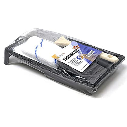 Allgala Paint Roller Kit 8 Pack 4 Inch Mini Micofiber Rollers with Tray Brush Gloves Drip Sheet Mini Roller Frame - color: 8PC Mini