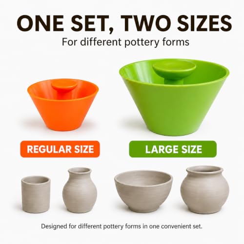 Pottery Rim Cone Shaper Set for Clay, Small and Large Ceramic Rim Tool Kit | KYVERNOST small and large rim cone tools smooth, round and fix uneven clay edges on mugs, bowls, planters and ceramic forms.