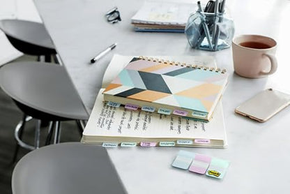 Post-it® Pastel Color Tabs, Gradient Blue, Pink, Clear, 36 Tabs/Pack - style: Flags