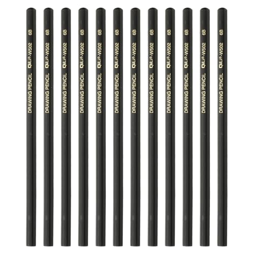 PATIKIL 12Pcs 6B Drawing Pencils for Sketching, Hexagonal Sketch Pencils for Drawing Writing Art Sketching Artists Beginners, Black - style: 6B