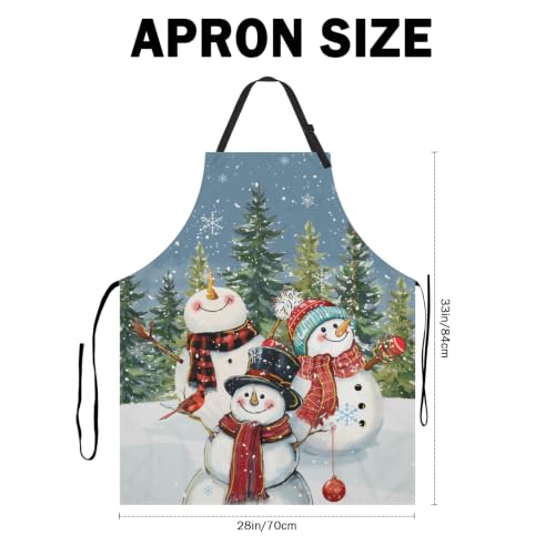 Imiss Waterproof Stain-Resistant Cooking Chef Aprons for Grill BBQ Baking 27 X 31 Inch - color: Snowman Forest