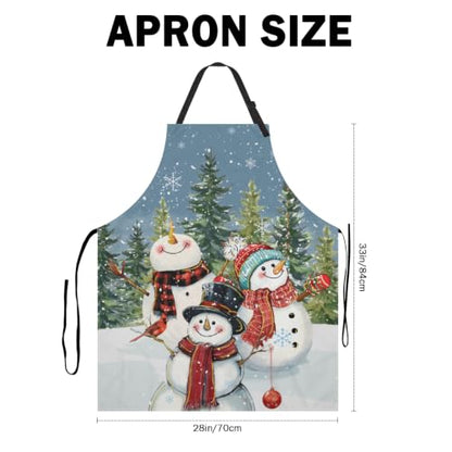 Imiss Waterproof Stain-Resistant Cooking Chef Aprons for Grill BBQ Baking 27 X 31 Inch - color: Snowman Forest