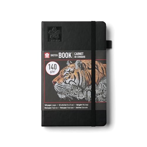 Sakura Sketchbook A5, 160 Pages, 5.1 x 8.3", Black Hardcover, Black Paper - color: Black Paper
