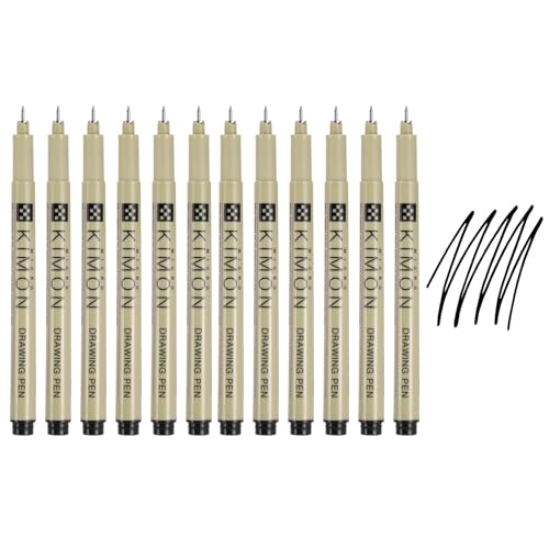 PATIKIL Fineliner Pens, 0.2mm Fine Points Drawing Pen Waterproof Inking Markers Liner Artist Watercolor Supplies Drawing Kit for Adult Sketching Journaling, Pack of 12 - style: 0.2mm Fine Points