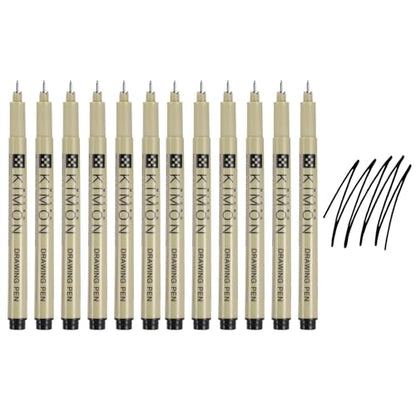 PATIKIL Fineliner Pens, 0.2mm Fine Points Drawing Pen Waterproof Inking Markers Liner Artist Watercolor Supplies Drawing Kit for Adult Sketching Journaling, Pack of 12 - style: 0.2mm Fine Points