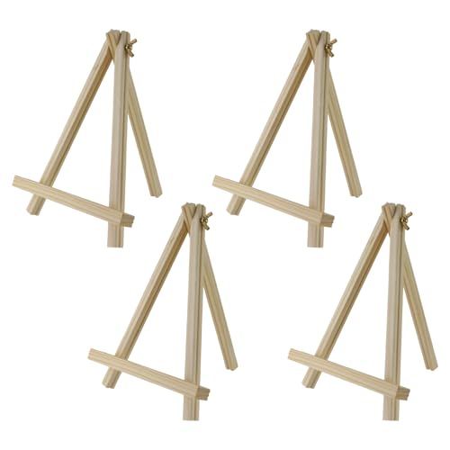 4 Pcs Tabletop Easel,Easel for Painting 9.45 Inch Wooden Painting Stand for Art,and Crafts,Portable Canvas Photo Picture Sign Holder for Kids and Adults - size: 9.45"x7.09"/24x18 cm(LW)