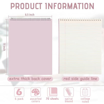 Maitys 6 Pcs Steno Spiral Notebooks, Pastel Color, Whimsical Style - color: Pastel Color, style: Whimsical Style