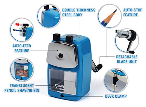 CARL Angel-5 Pencil Sharpener, Blue - color: Blue