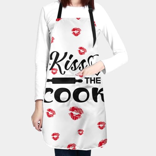 Imiss Waterproof Stain-Resistant Cooking Chef Aprons for Grill BBQ Baking 27 X 31 Inch - color: Kiss the Cook
