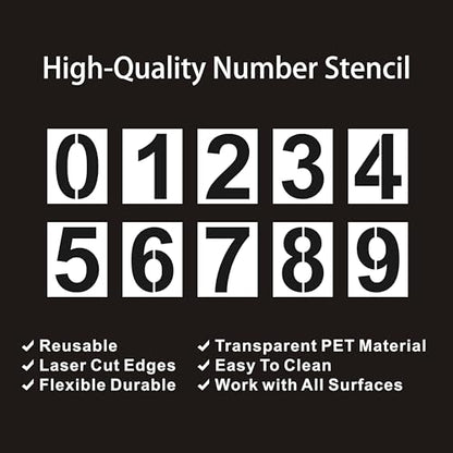 8 Inch Number Stencils Plastic Number Stencils Reusable Digital Painting Templates for Cake Stencil Address Templates - size: 8 Inch