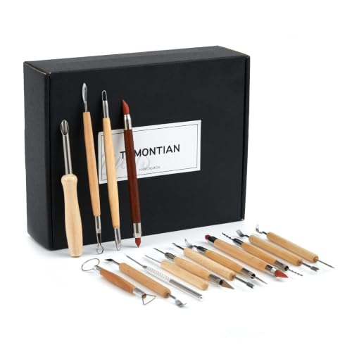 TEMONTIAN Pottery Tools and Supplies Kit, Clay Sculpting Tools Set, 43 PCS - color: BLACK