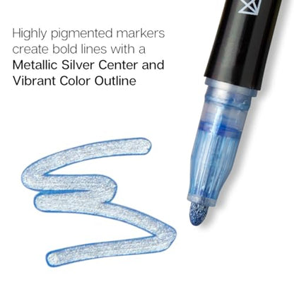 KINGART 12 Colors Outline Glitter Markers, Shimmer Metallic Gel Pens Stocking Stuffers Gifts Trendy Stuff, Cool Fun Craft Drawing Art School Teacher Supplies