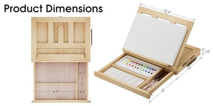 LUCYCAZ Art Easel for Painting,Pine-Wood Portable Easel Stand for Kids | Tabletop Painting Easel Set for Artists with Canvas, Acrylic Paints, Brushes, Palette and Palette Knives for Adults Beginners - style: Easel Set