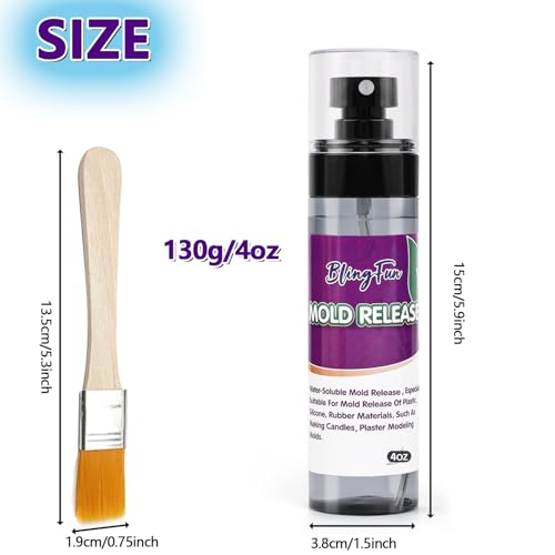 4Oz Mold Release Spray for Candle Making and Epoxy Resin, Fast-Drying Silicone Oil Releaser, Non-Stick Professional Mold Release Agent, Promotes Mold Longevity, Withstands High Temperature