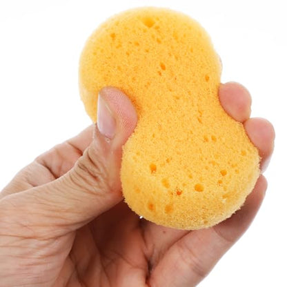 Qianyu 12 PCS Pottery Sponges Elasticity Clay Sponges Round Cleaning Sponge Water Absorption Soap Sponges Soft Yellow Artists Sponge for Kitchen Shoes Leather Care Painting