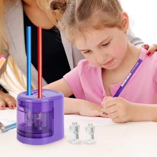 Electric Pencil Sharpener, Double Hole (Purple) - color: Purple