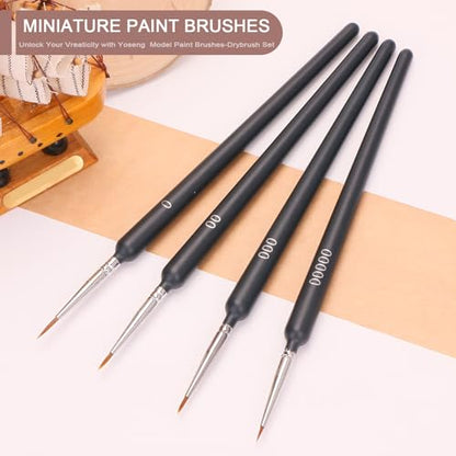 Yoseng Drybrush Set with Miniature Paint Brushes-10 Pc Premium Art Paintbrush Set for Tabletop & Wargames Miniatures,Citadel,Figurine, 40k,Ideal for Detailing - 10 Different Size - style: 10P Black