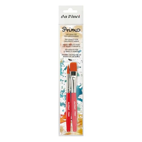 da Vinci Student Series 5019R Primo, Round and Flat Synthetic with Red Handle, Sizes 12 and 16 - color: Red, style: Synthetic