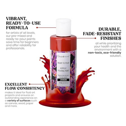 GRANOTONE Pouring Paint Crimson 6.76 fl oz 200 ml - color: CRIMSON