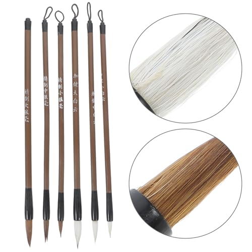 Ciieeo Calligraphy Brush Pen Set 6 Pcs Chinese Brush Pens 9.44 inch for Painting Watercolor Drawing Writing Practice Sumi E for Home School Office Student Art Supplies