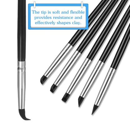 10PCS Silicone Clay Tools,Durable Silicone Sculpting Tools | Flexible Clay Carving Tool,Smooth Surface Silicones Clays Sculpting Tool,for Pottery Artwork Shaping Carving DIY,Black