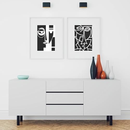 6 Pieces Abstract Face Pattern Stencils, 11.7x8.3 inch A4 Size Reusable Picasso Painting Templates in Creamy White PET for DIY Crafts on Walls, Furniture, Fabric & Photo Frames