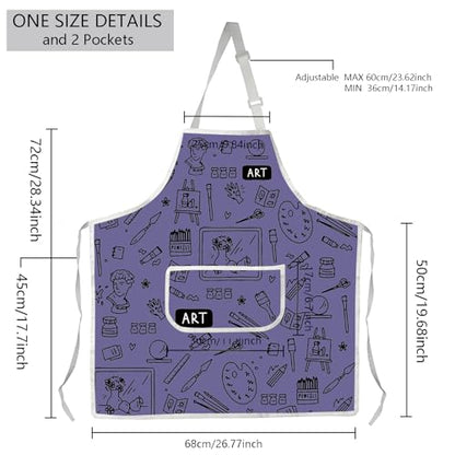 MBMSO Painting Artist Apron with Pockets Artist Painter Gifts Art Lover Gift for Art Teacher Student Painter Apron Waterproof - color: Art A-purple2