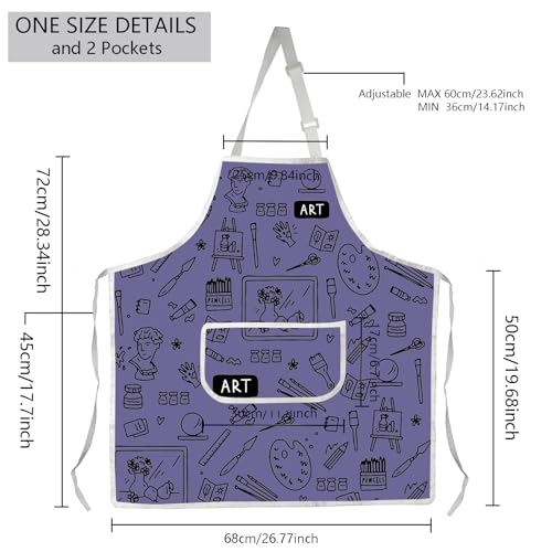 MBMSO Painting Artist Apron with Pockets Artist Painter Gifts Art Lover Gift for Art Teacher Student Painter Apron Waterproof - color: Art A-purple2