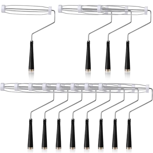 Gerrii 12 Pcs 9 Inch Paint Roller Painting Roller Frame 5 Wire Brush Supplies for Wall House Homes (Black) - color: Black