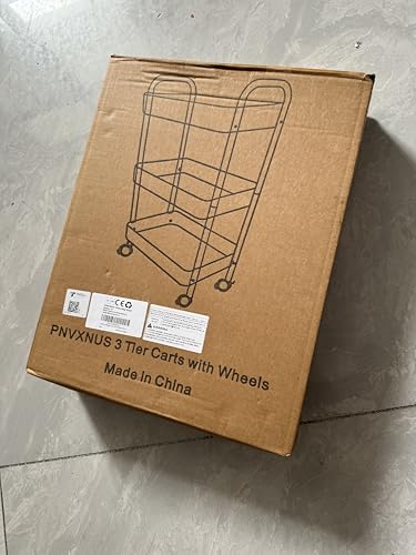 3-Tier Rolling Cart, Metal Utility Storage Carts with Wheels, Black | Multi-Functional Organizer Snack Cart Easy Assembly - color: Black