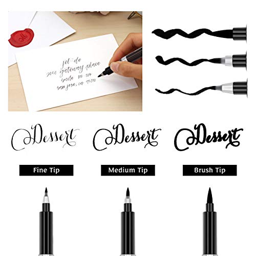 Calligraphy Hand Lettering Brush Pens Drawing Markers Beginners | Kits Chinese Japenese Pens Black Ink for Journaling, Writing, Art Drawing, 3 Size(Pack of 6)
