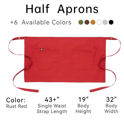 Waist Apron for Men Server Bistro Half 4251BY - color: Rust Red, size: 1 Pack