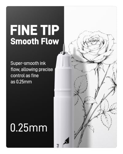 JusArt Fineliner Pens, 6 Pcs, 0.25mm Ultra Fine Point Pens 01 No Bleed | Waterproof Black Pigment Ink Pens for Artists, Beginners, Illustration, Writing, Journaling, Crafters, Technical Drawing Pens