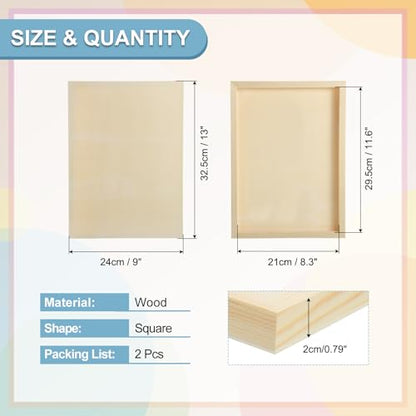 MECCANIXITY 6 Pack Wood Canvas Boards, 9x13 Inch Art Canvases Square Unfinished Wood Panel for Painting, Crafts, DIY Projects, Pouring Art - size: 9x13 Inch