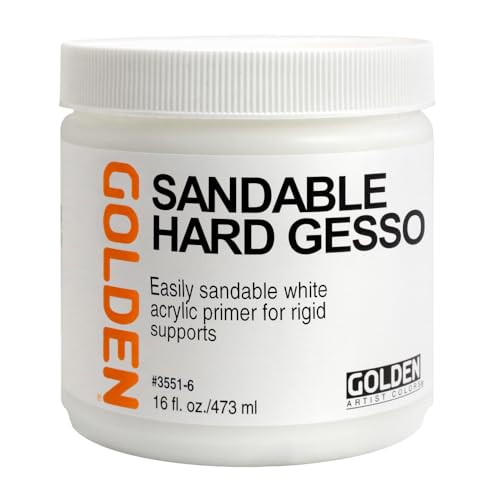 Golden Acrylic Sandable Hard Gesso - 16 oz Jar | Artist grade sandable ground; white toothy surface for rigid supports. Opaque