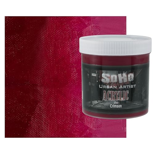 Soho Urban Artist Heavy Body Acrylic Paint - 500 ml Jar - Crimson - Thick, Rich Color, Excellent Coverage, Professional Quality - Artists Acrylic Paint - color: Crimson, size: 16.91 Fl Oz (Pack of 1)