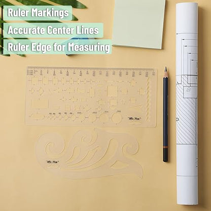 Mr. Pen- Geometric Drawing Template, 2 pcs, French Curve, Plastic Template | Shape Stencils, Geometric Stencils - style: 2 pcs