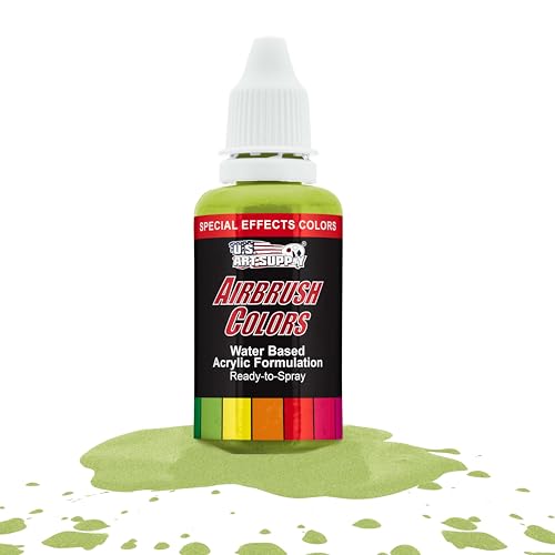 U.S. Art Supply Ready to Spray Special Effects Bright Green Pearl Acrylic Airbrush Paint - 1oz Bottle, Professional Grade Non-Toxic Water-Based Colors for Vibrant & Permanent Results - color: Bright Green Pearl, size: 1 Fl Oz (Pack of 1)