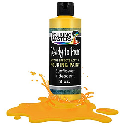 Pouring Masters Sunflower Iridescent Special Effects Acrylic Pouring Paint - Premium 8-Ounce Pre-Mixed Fluid Acrylic Paint - Fluid Art Supplies for Canvas, Wood, Paper, Tile & Rocks - color: Sunflower, size: 8 Fl Oz (Pack of 1)