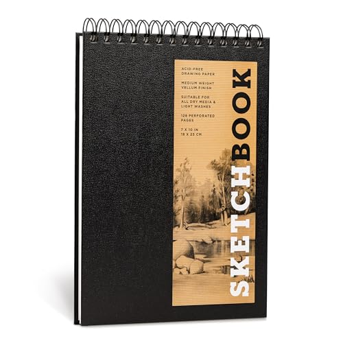 Sketchbook 7 x 10" Fliptop Landscape Black Spiral Hardcover Mixed Media Sketchbook for Drawing: Acid-Free Quality Paper (128 pages) (Union Square & Co. Sketchbooks)