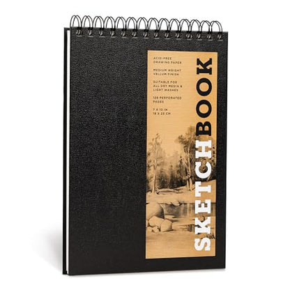 Sketchbook 7 x 10" Fliptop Landscape Black Spiral Hardcover Mixed Media Sketchbook for Drawing: Acid-Free Quality Paper (128 pages) (Union Square & Co. Sketchbooks)