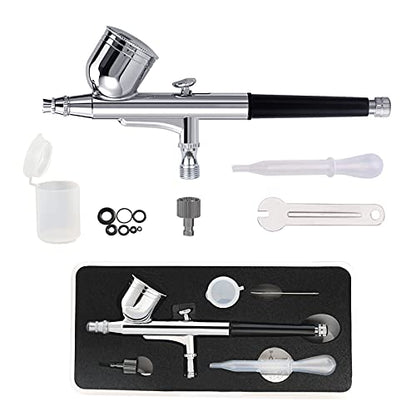 Airbrush Kit Dual-Action Gravity Feed Air Brush Gun with 0.3mm and 1/3 oz. for Hobby, Models, Art, Tattoo, Nail Art, Cake - size: 0.3mm