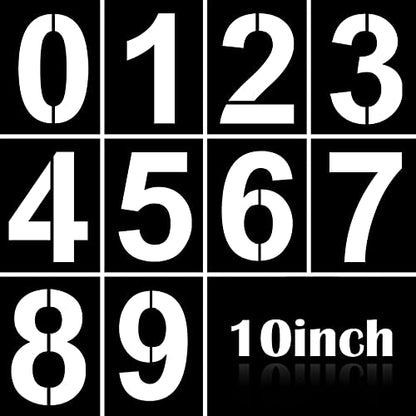 Large Number Stencil Kit - 10 Inch Reusable Plastic Address Number Stencils for Signs, Mailbox, Road, Parking Lot, Door, Trucks Painting - color: 10 Inch