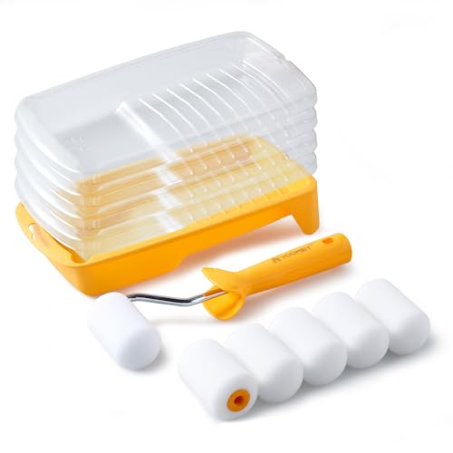 Voomey Foam Paint Roller, 2 Inch Mini Paint Roller Kit 12 Pack | Small Paint Rollers with Tray and Roller Frame for Touch Up Painting Wall, Door, Cabinet - size: 2 Inch Mini Paint Roller Kit 12 Pack