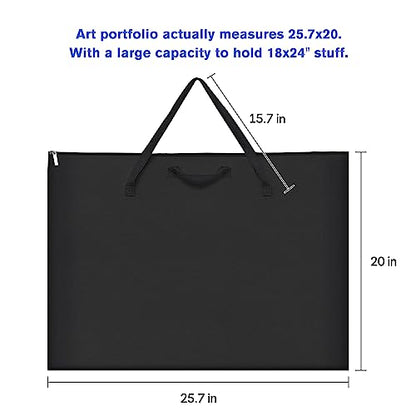 ZKOO Art Portfolio Bag (Black, 18" * 24") + Art Craft Storage Bag-Pink