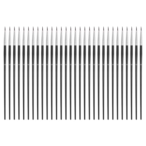 MECCANIXITY 30Pcs Fine Pointed Miniature Paint Brushes, Small Detail Paint Brush for Acrylic Watercolor Oil Model Painting Crafts Rock Painting and DIY Art(Black #0) - color: Black, size: #0